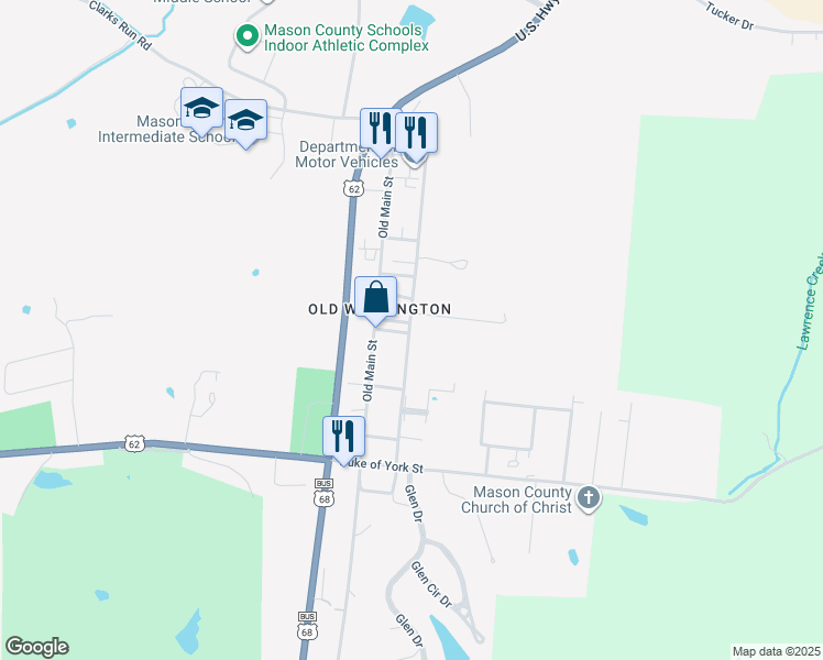 map of restaurants, bars, coffee shops, grocery stores, and more near in Maysville