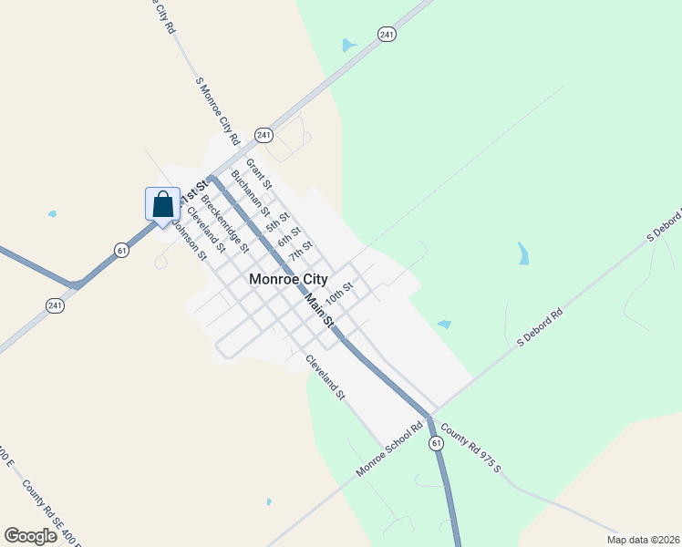 map of restaurants, bars, coffee shops, grocery stores, and more near 707 Grant Street in Monroe City