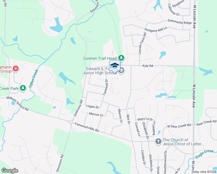 map of restaurants, bars, coffee shops, grocery stores, and more near 1156 Tazewell Drive in O'Fallon
