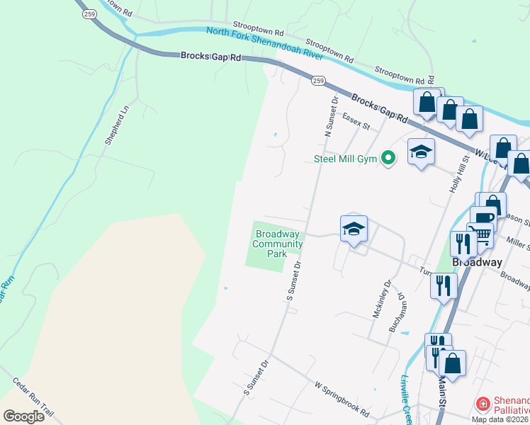 map of restaurants, bars, coffee shops, grocery stores, and more near 449 Mundy Court in Broadway