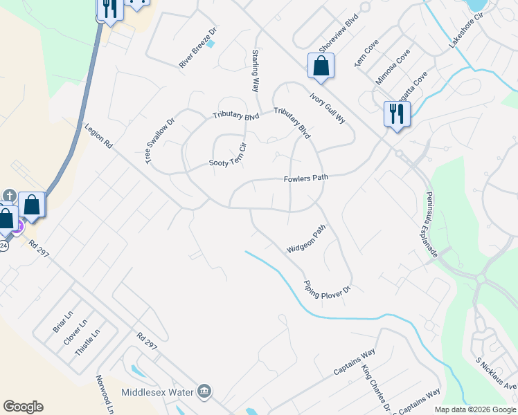 map of restaurants, bars, coffee shops, grocery stores, and more near 30689 Snowy Owl Court in Millsboro