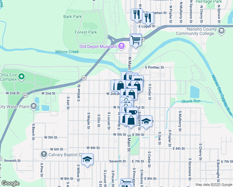 map of restaurants, bars, coffee shops, grocery stores, and more near 221 West 2nd Street in Ottawa