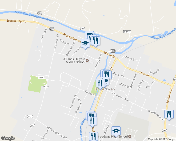 map of restaurants, bars, coffee shops, grocery stores, and more near 206 Holly Hill Street in Broadway
