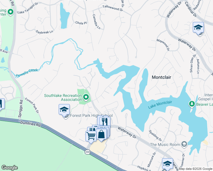 map of restaurants, bars, coffee shops, grocery stores, and more near 4948 Breeze Way in Montclair
