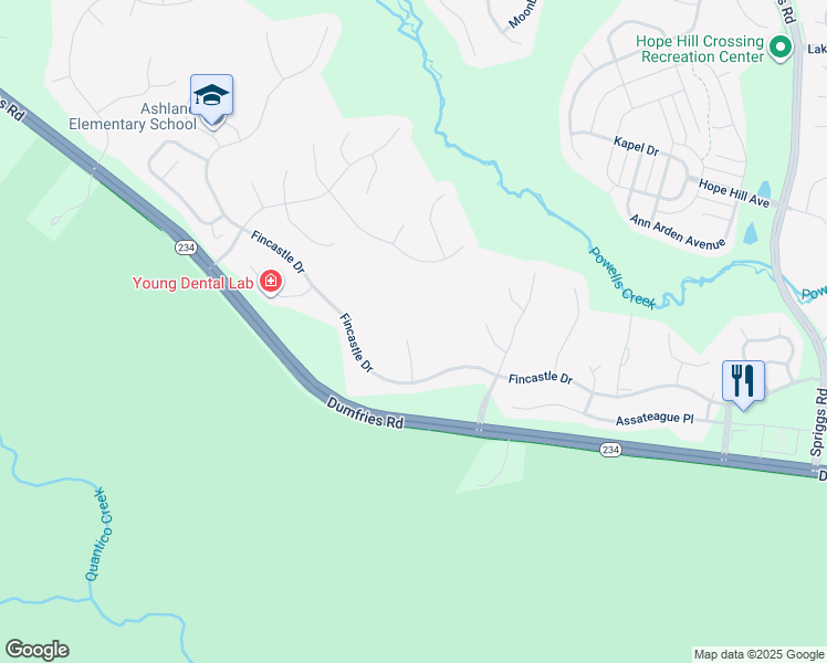 map of restaurants, bars, coffee shops, grocery stores, and more near 15581 Hume School Ct in Manassas
