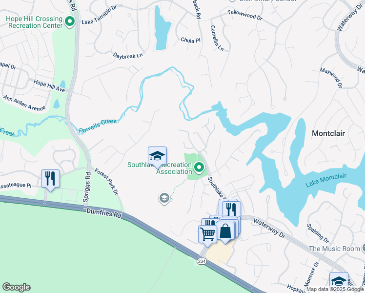 map of restaurants, bars, coffee shops, grocery stores, and more near 5115 Lands End Court in Montclair