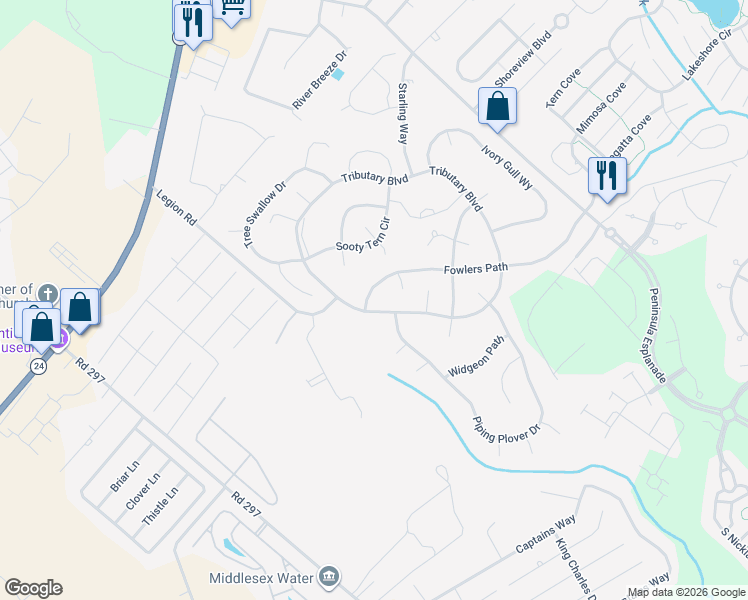 map of restaurants, bars, coffee shops, grocery stores, and more near 30716 Fowlers Path in Millsboro