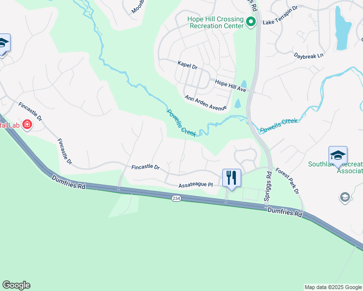 map of restaurants, bars, coffee shops, grocery stores, and more near 15544 Three Otters Place in Manassas