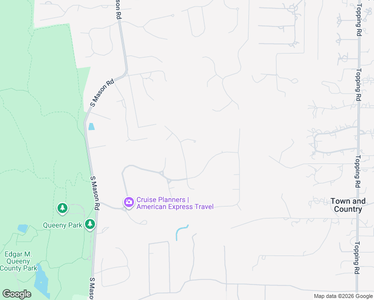 map of restaurants, bars, coffee shops, grocery stores, and more near 1542 Mason Valley Road in St. Louis