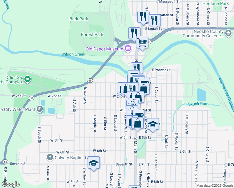 map of restaurants, bars, coffee shops, grocery stores, and more near 221 West 2nd Street in Ottawa