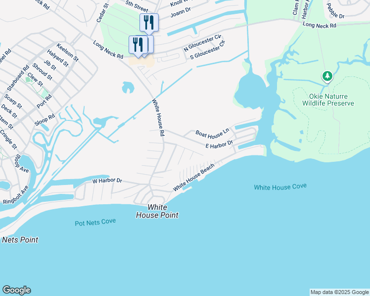 map of restaurants, bars, coffee shops, grocery stores, and more near Clipper Road in Millsboro