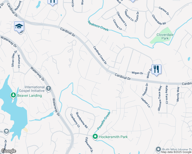 map of restaurants, bars, coffee shops, grocery stores, and more near 3997 Whips Run Drive in Woodbridge