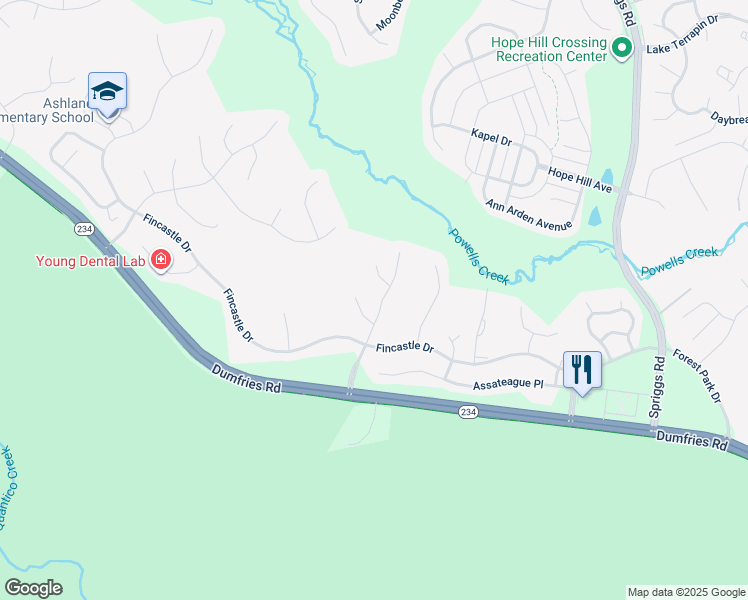 map of restaurants, bars, coffee shops, grocery stores, and more near 15554 Toddsbury Lane in Manassas