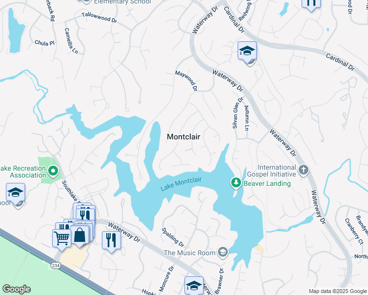 map of restaurants, bars, coffee shops, grocery stores, and more near 15520 Laurel Ridge Road in Montclair