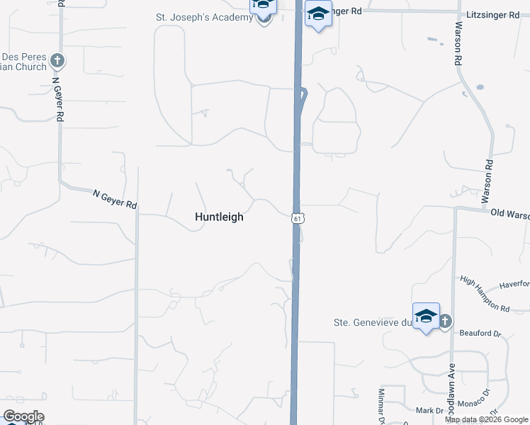 map of restaurants, bars, coffee shops, grocery stores, and more near 2 Radnor Road in St. Louis
