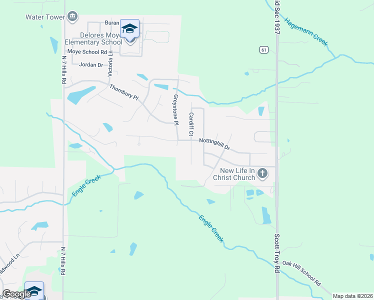 map of restaurants, bars, coffee shops, grocery stores, and more near 713 Cardiff Court in O'Fallon