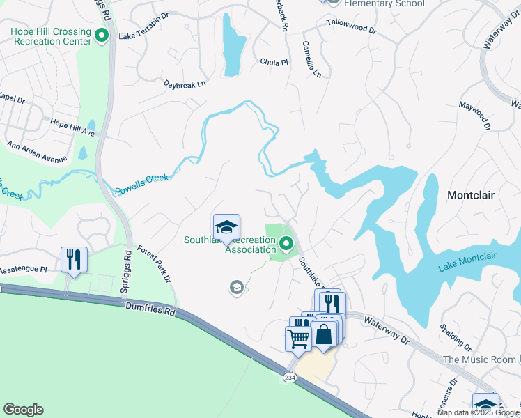 map of restaurants, bars, coffee shops, grocery stores, and more near 5131 Lands End Court in Montclair