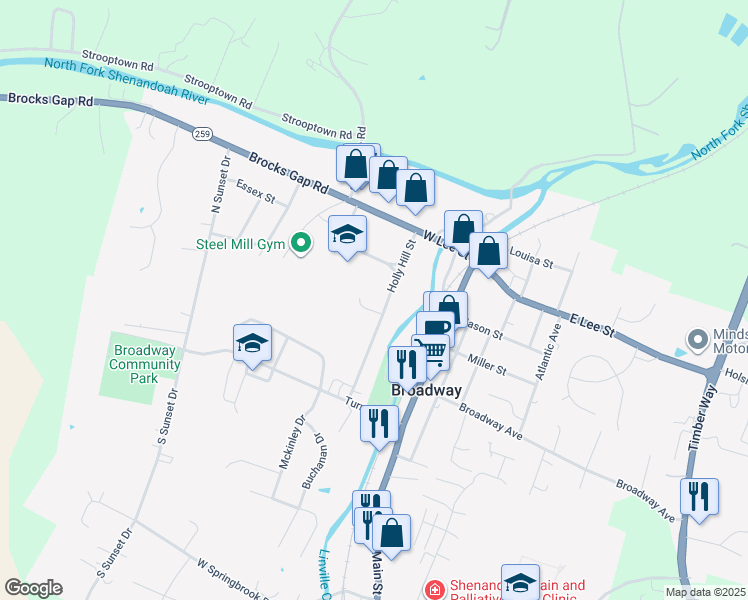 map of restaurants, bars, coffee shops, grocery stores, and more near 230 Holly Hill Street in Broadway