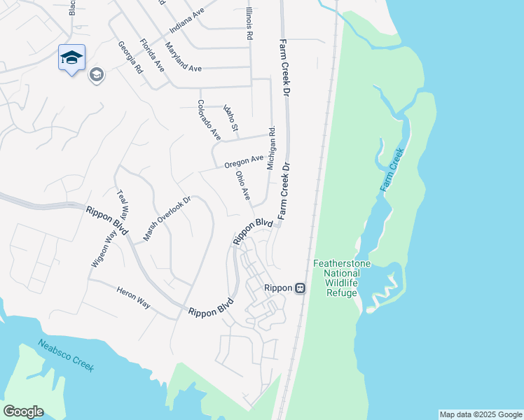 map of restaurants, bars, coffee shops, grocery stores, and more near 15425 Michigan Rd in Woodbridge