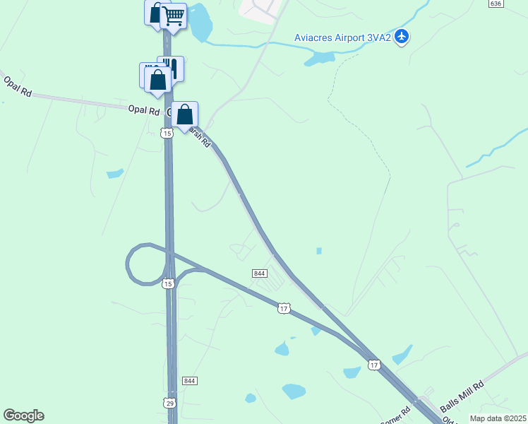 map of restaurants, bars, coffee shops, grocery stores, and more near 10199 Marsh Road in Bealeton