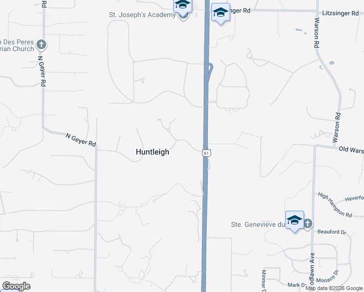 map of restaurants, bars, coffee shops, grocery stores, and more near 2 Radnor Road in St. Louis