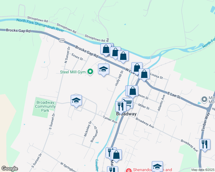 map of restaurants, bars, coffee shops, grocery stores, and more near 230 Holly Hill Street in Broadway