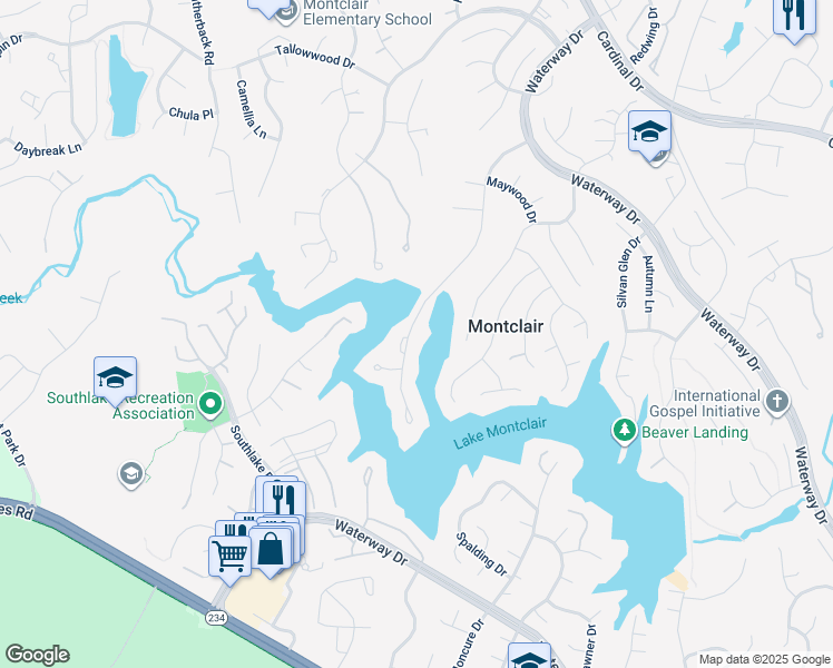 map of restaurants, bars, coffee shops, grocery stores, and more near 4707 Timber Ridge Drive in Montclair