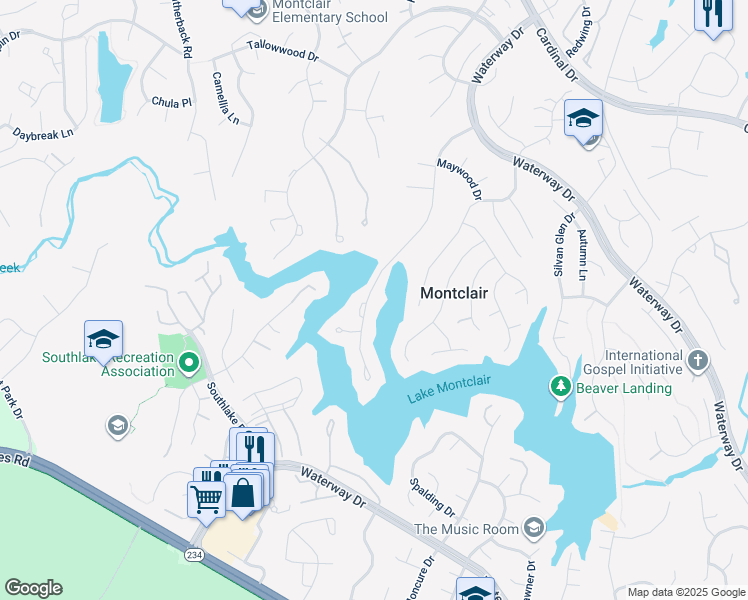 map of restaurants, bars, coffee shops, grocery stores, and more near 4707 Timber Ridge Drive in Montclair