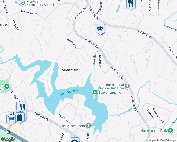 map of restaurants, bars, coffee shops, grocery stores, and more near 15431 Skyline Drive in Montclair