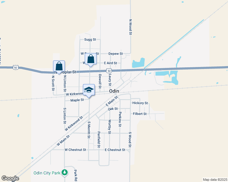 map of restaurants, bars, coffee shops, grocery stores, and more near in Odin