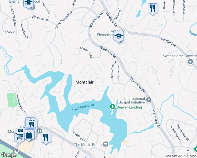 map of restaurants, bars, coffee shops, grocery stores, and more near 15501 Yorktown Drive in Dumfries