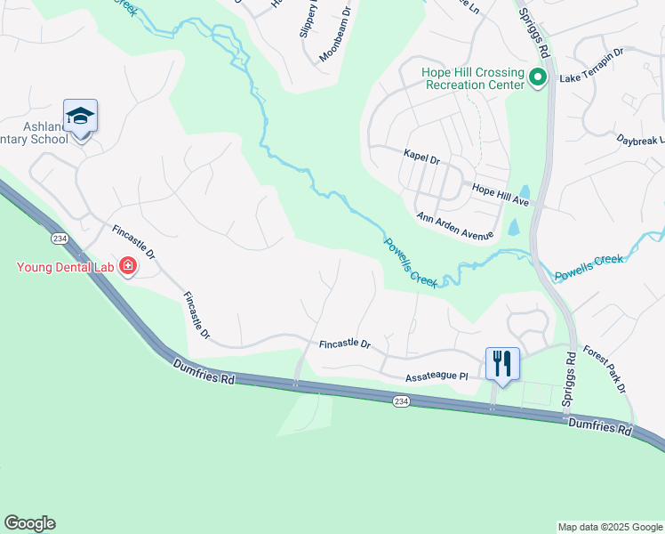 map of restaurants, bars, coffee shops, grocery stores, and more near 15518 Toddsbury Lane in Manassas