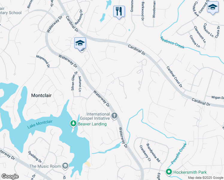 map of restaurants, bars, coffee shops, grocery stores, and more near 15505 Barrington Place in Montclair