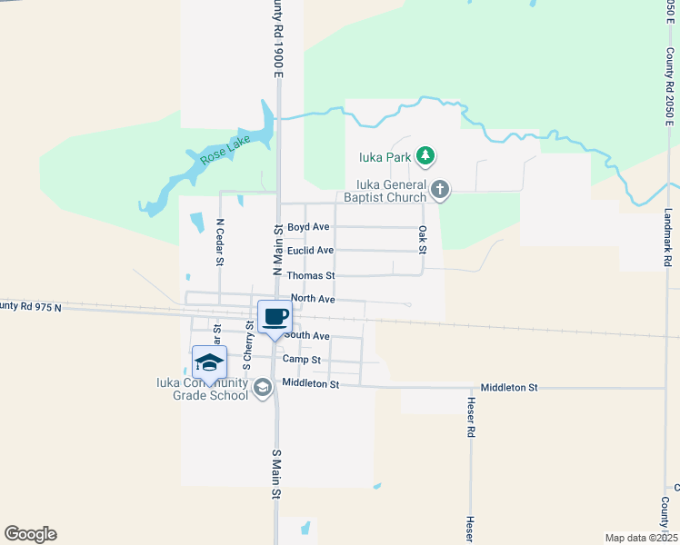 map of restaurants, bars, coffee shops, grocery stores, and more near 501-599 Thomas Street in Iuka