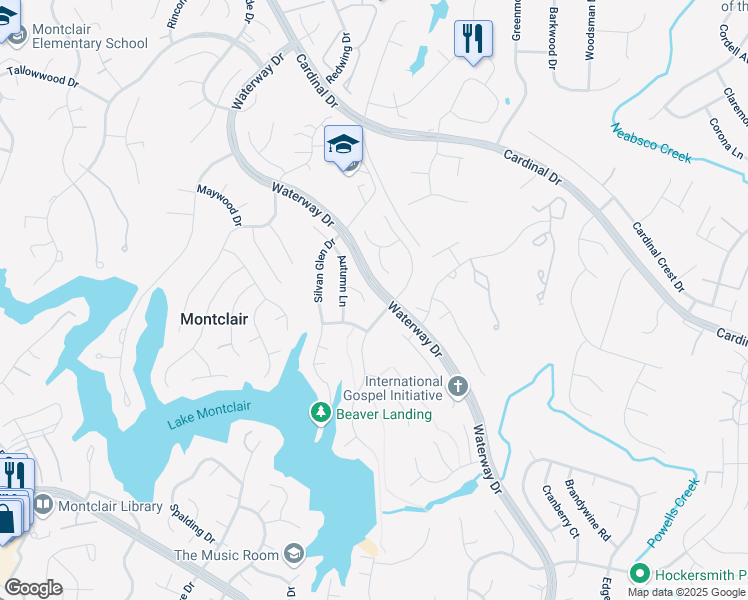 map of restaurants, bars, coffee shops, grocery stores, and more near 4488 Southwood Place in Montclair