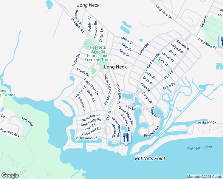 map of restaurants, bars, coffee shops, grocery stores, and more near 26979 Flipper Road in Long Neck