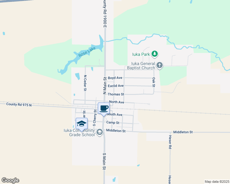 map of restaurants, bars, coffee shops, grocery stores, and more near 501 Thomas Street in Iuka