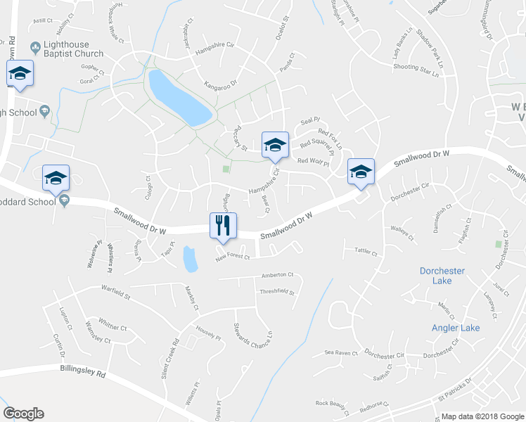 map of restaurants, bars, coffee shops, grocery stores, and more near 6413 Bear Court in Waldorf