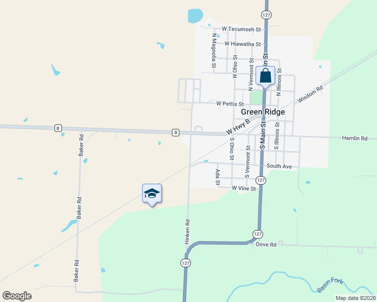 map of restaurants, bars, coffee shops, grocery stores, and more near 402 Hinken Road in Green Ridge