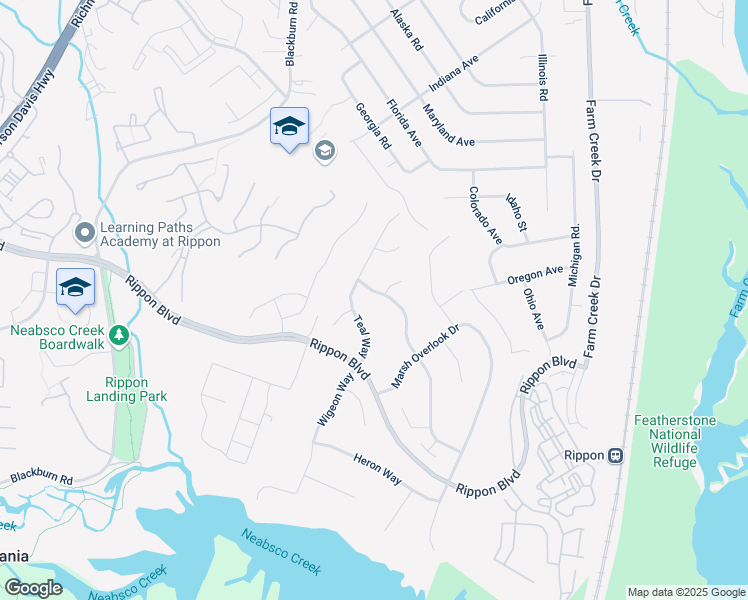 map of restaurants, bars, coffee shops, grocery stores, and more near 15344 Bald Eagle Lane in Woodbridge