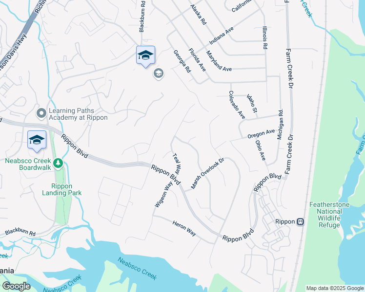 map of restaurants, bars, coffee shops, grocery stores, and more near 15344 Bald Eagle Lane in Woodbridge