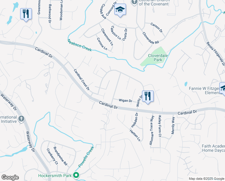 map of restaurants, bars, coffee shops, grocery stores, and more near 15416 Weldin Drive in Woodbridge