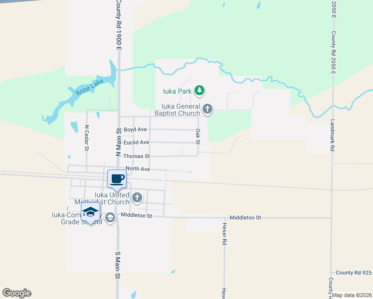 map of restaurants, bars, coffee shops, grocery stores, and more near 689-799 Thomas Street in Iuka