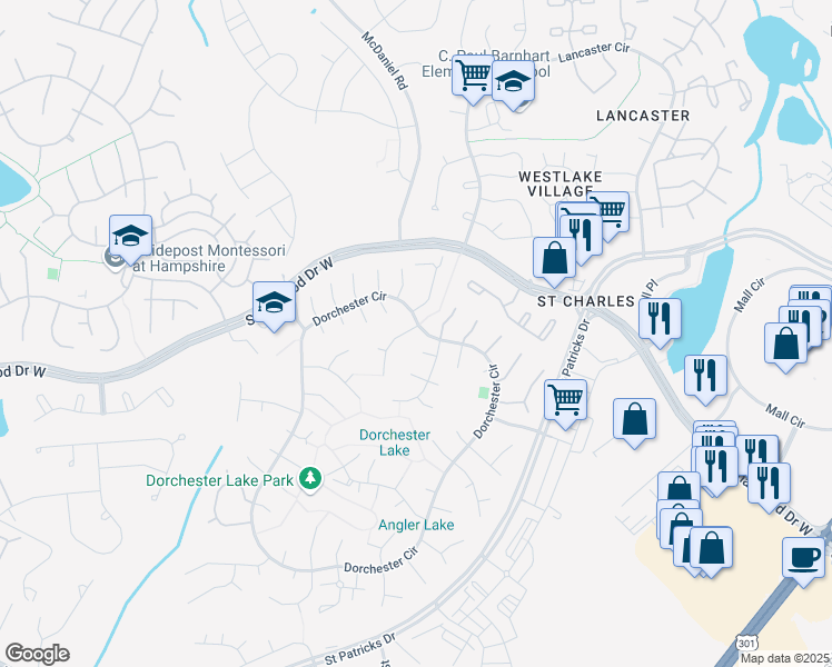 map of restaurants, bars, coffee shops, grocery stores, and more near 5002 Damselfish Court in Waldorf