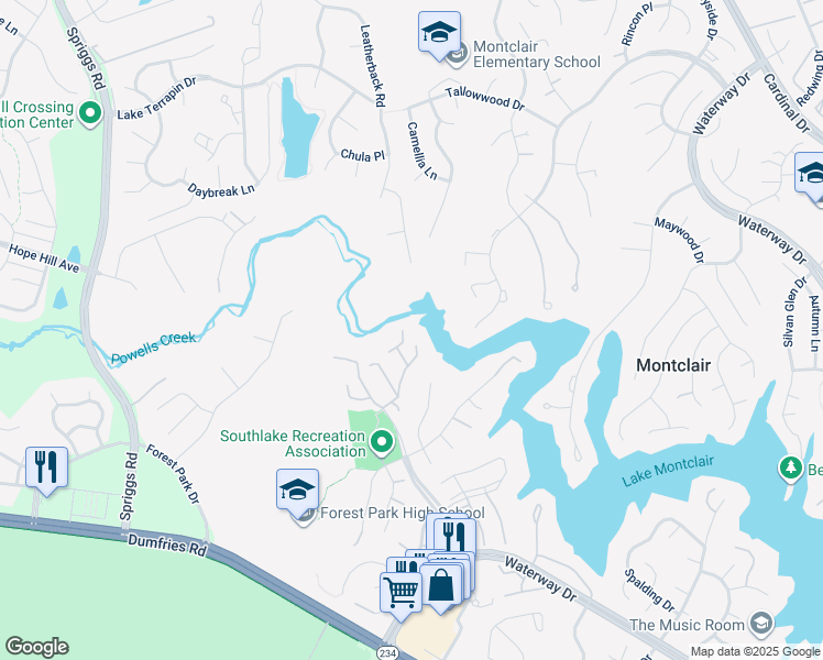 map of restaurants, bars, coffee shops, grocery stores, and more near 4851 Ebb Tide Court in Montclair