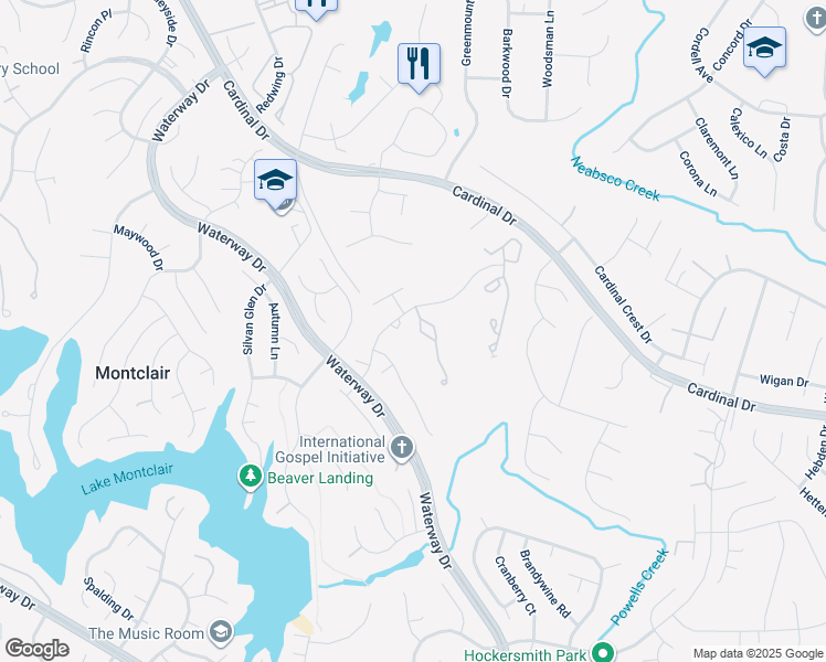 map of restaurants, bars, coffee shops, grocery stores, and more near 4321 Jonathan Court in Montclair