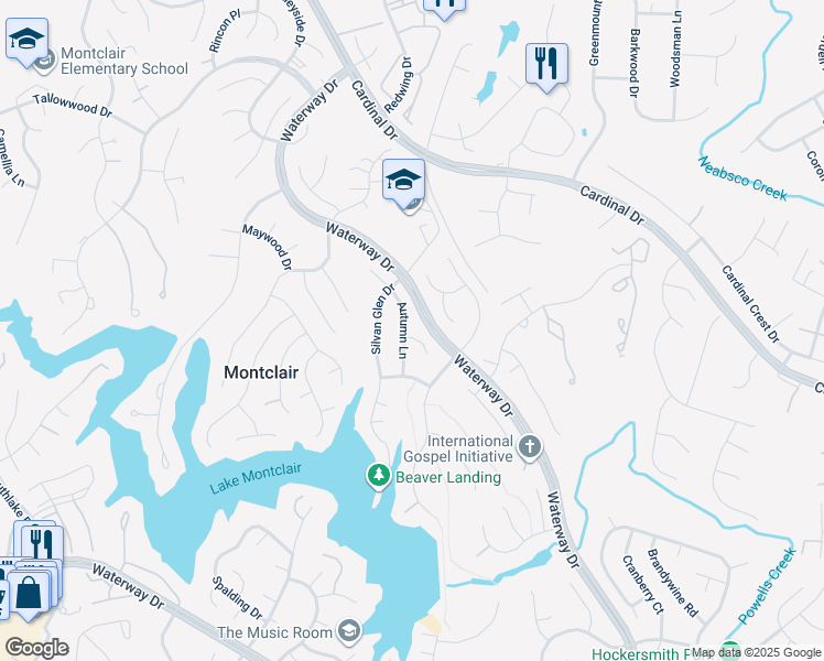 map of restaurants, bars, coffee shops, grocery stores, and more near 4498 Southwood Place in Dumfries