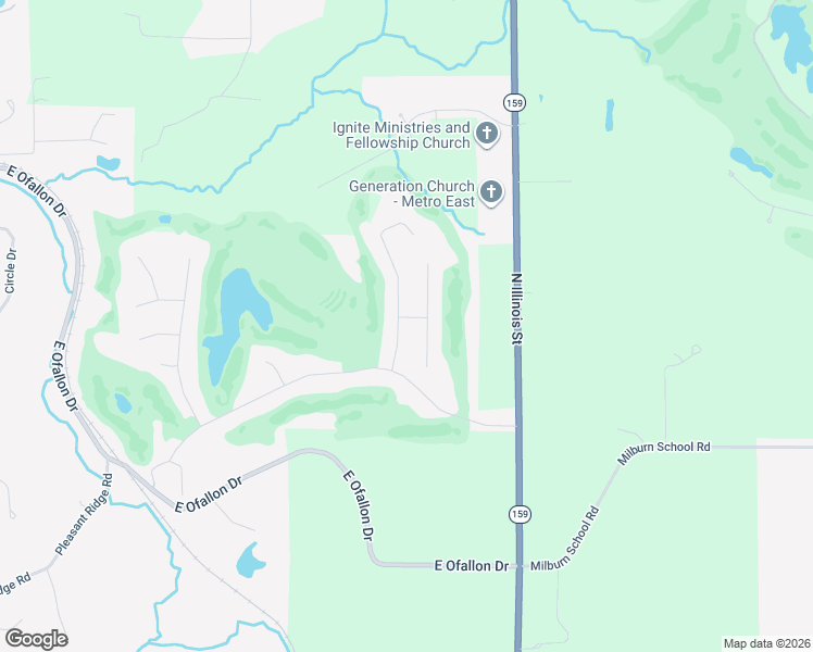 map of restaurants, bars, coffee shops, grocery stores, and more near 7358 Timberwolf Trail in Fairview Heights