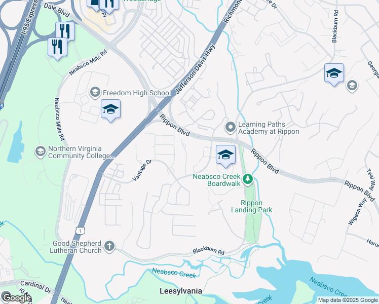 map of restaurants, bars, coffee shops, grocery stores, and more near 15349 Gatehouse Terrace in Leesylvania