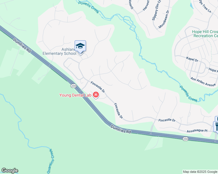 map of restaurants, bars, coffee shops, grocery stores, and more near 5949 Callie Furnace Court in Manassas
